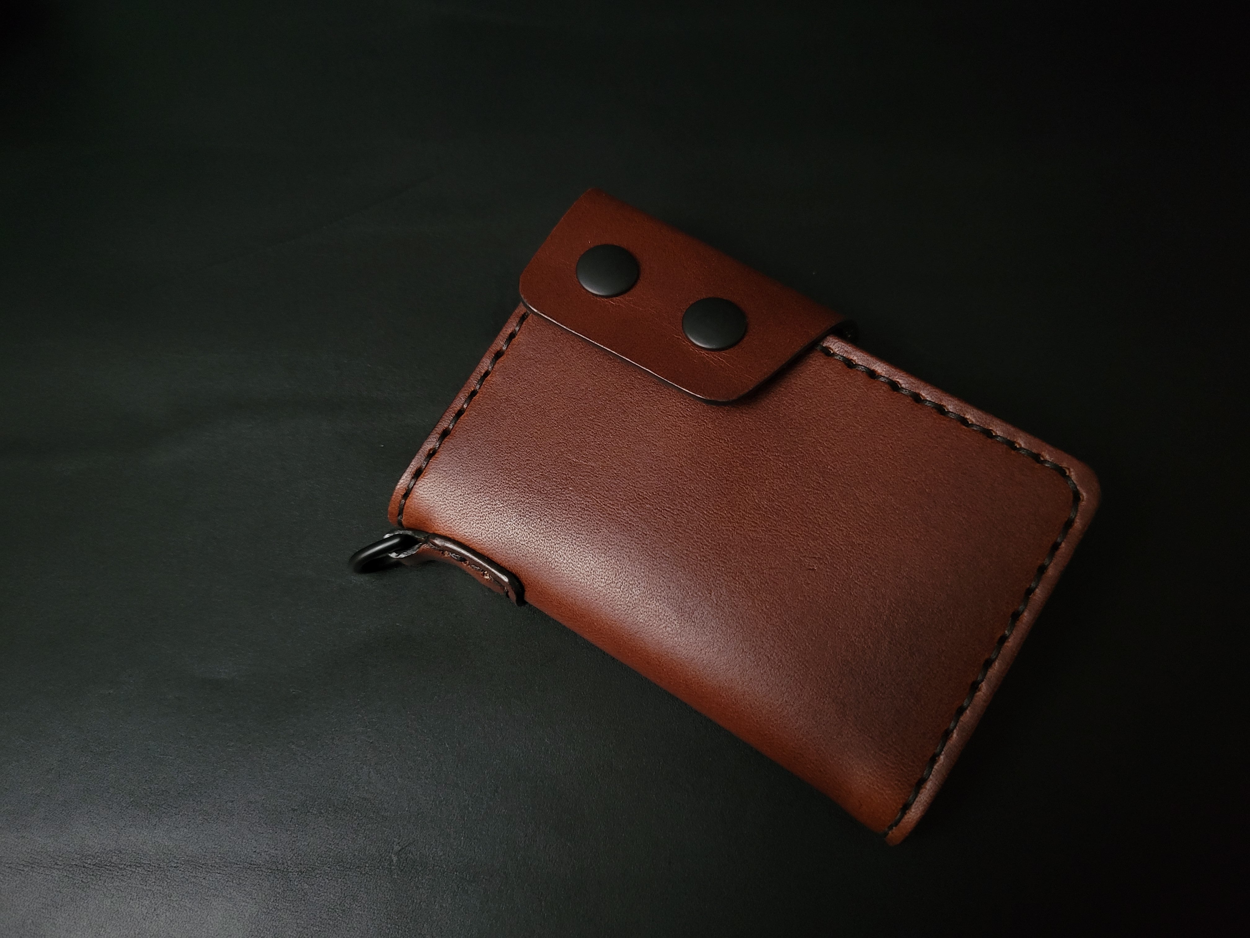 6 POCKET BIKER WALLET - brown leather/D-ring