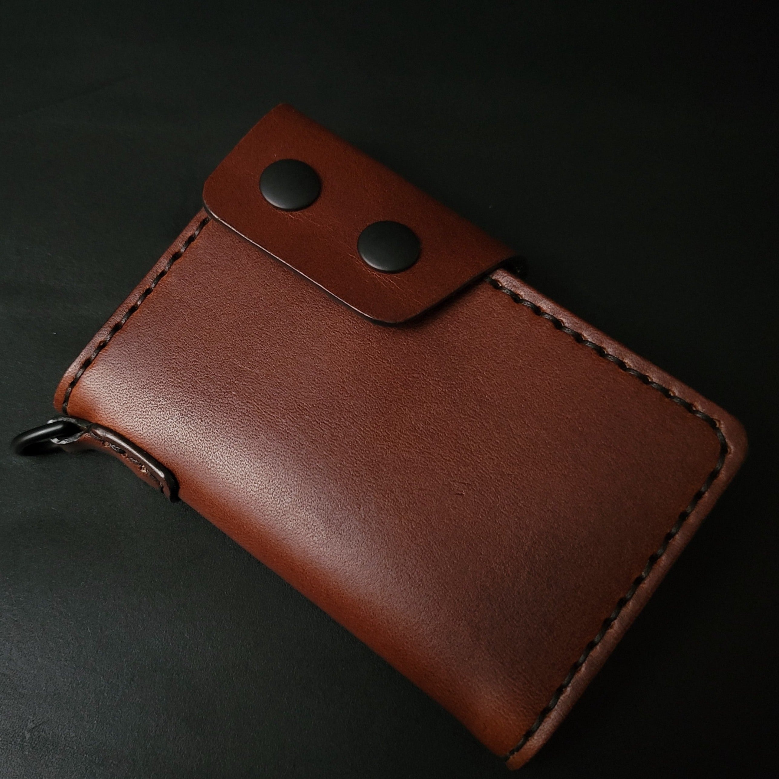 6 POCKET BIKER WALLET - brown leather/D-ring