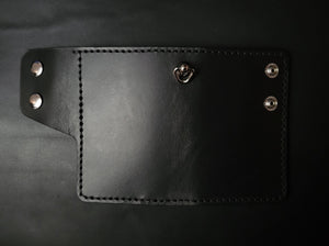 6 POCKET BIKER WALLET - black leather/Swivel Chain Connector