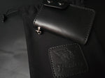 Load image into Gallery viewer, 6 POCKET BIKER WALLET - black Leather/nickel plate hardware
