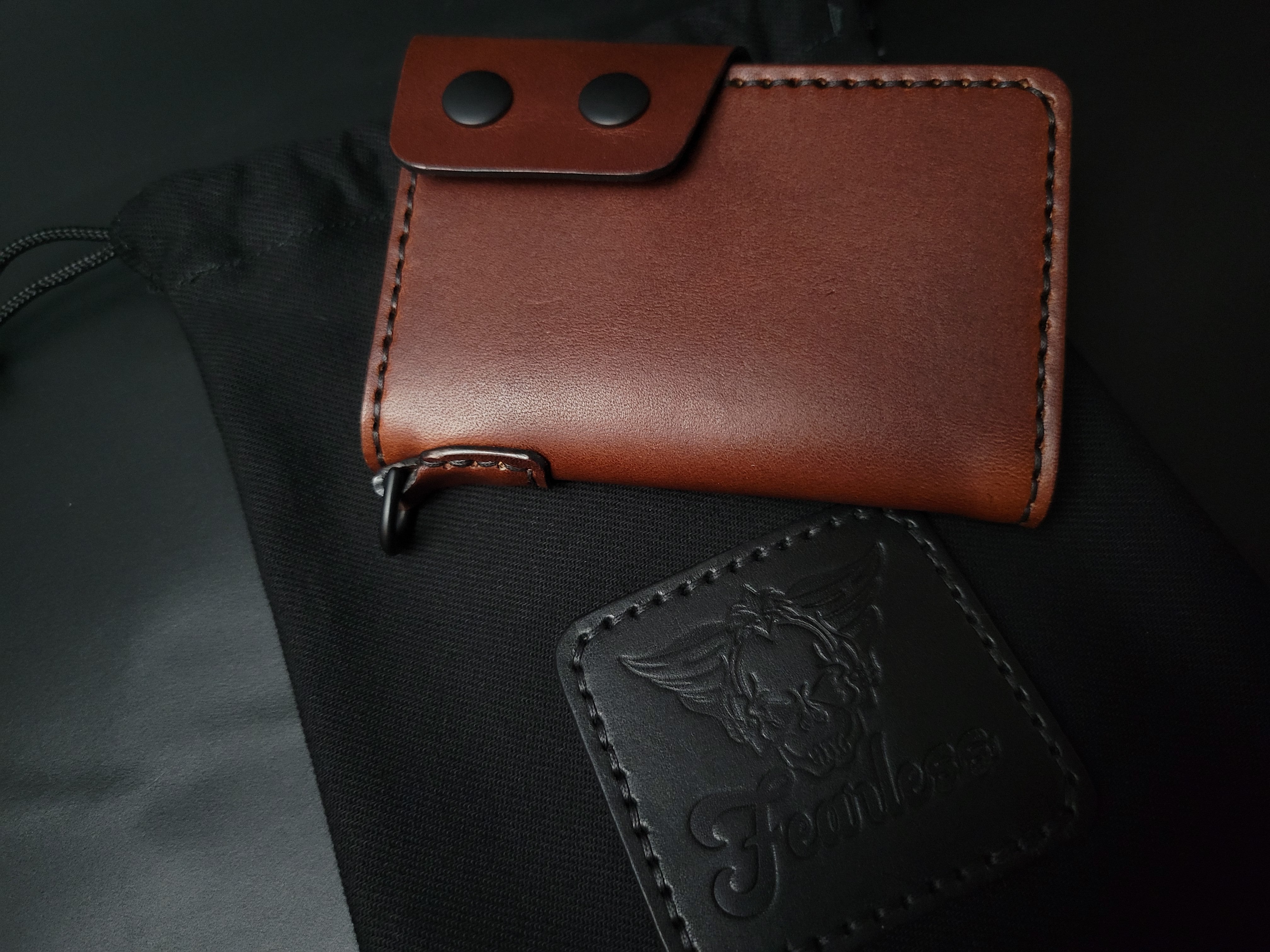 6 POCKET BIKER WALLET - brown leather/D-ring