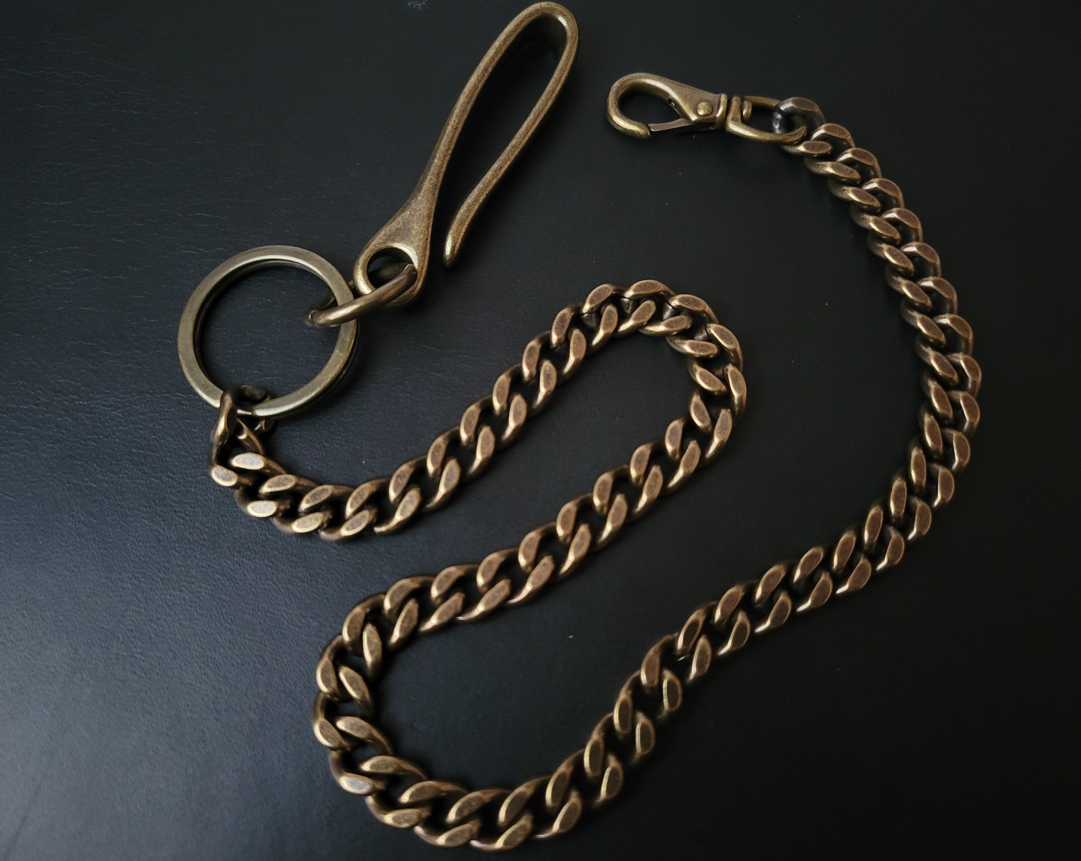 WALLET CHAIN - antique brass hardware – Fearless Leather