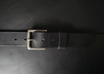 Load image into Gallery viewer, stitched BLACK LEATHER BELT - nickel matte buckle
