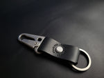 Load image into Gallery viewer, BLACK LEATHER KEYRING - nickel matte hardware
