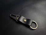 Load image into Gallery viewer, BLACK LEATHER KEYRING - antique brass hardware
