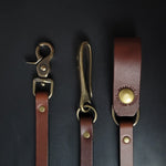 Load image into Gallery viewer, BROWN LEATHER STRAP WALLET CHAIN - antique brass
