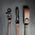 Load image into Gallery viewer, BROWN LEATHER STRAP WALLET CHAIN - black matte
