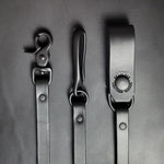 Load image into Gallery viewer, BLACK LEATHER STRAP WALLET CHAIN - all Black
